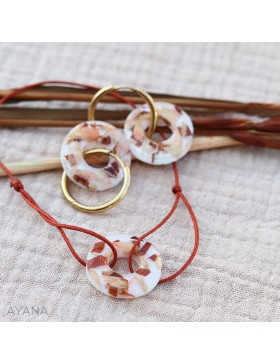 boucles d'oreilles en résine fleurs terracotta et peche