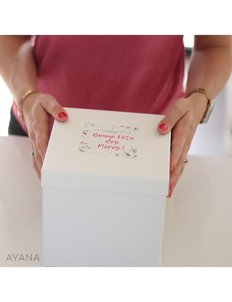 Coffret fete des meres avec vase en jesmonite et bouquet fleurs séchées