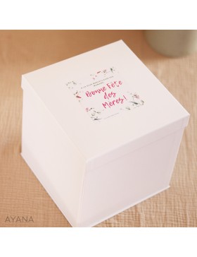 Coffret fete des meres avec vase en jesmonite et bouquet fleurs séchées