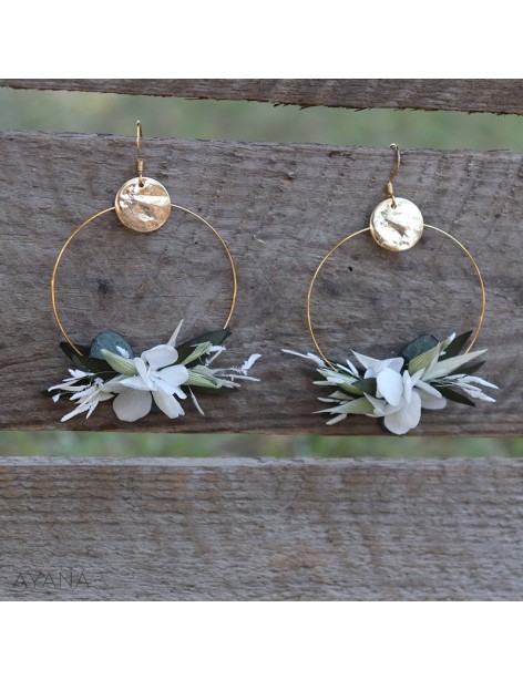 Boucles oreilles de fleurs garance