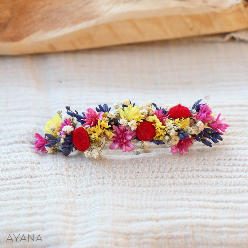 Barrette en fleurs eternelles Cameron