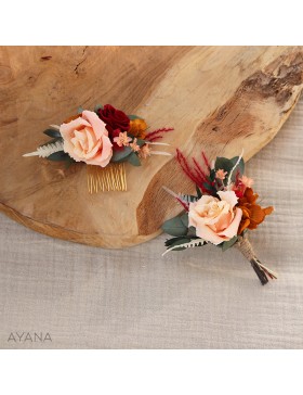 Boutonniere en fleurs eternelles Vertige