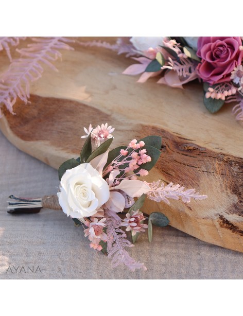 Boutonnière mariage - Fleurs stabilisées et séchées - AYANA Floral Design