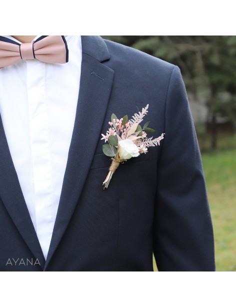 Boutonnière mariage - Fleurs stabilisées et séchées - AYANA Floral Design