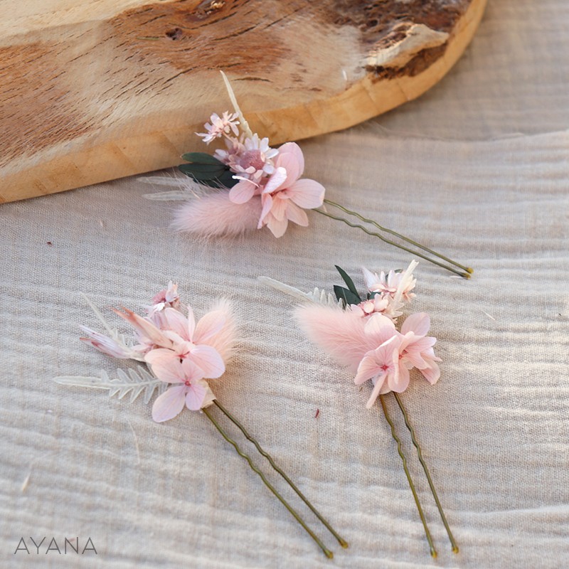 4 Épingles à Cheveux De Mariée Style Bohème - Fleurs, Strass Et Perles (Tailles Variées, Vert)