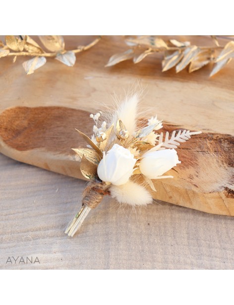 Boutonnière mariage - Fleurs stabilisées et séchées - AYANA Floral Design