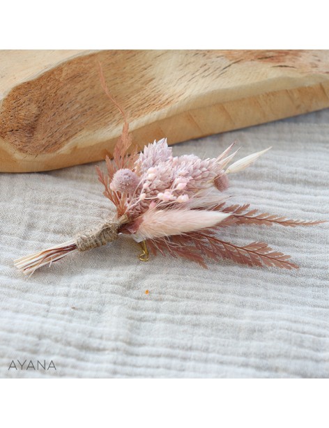 Boutonniere en fleurs stabilisees BONHEUR