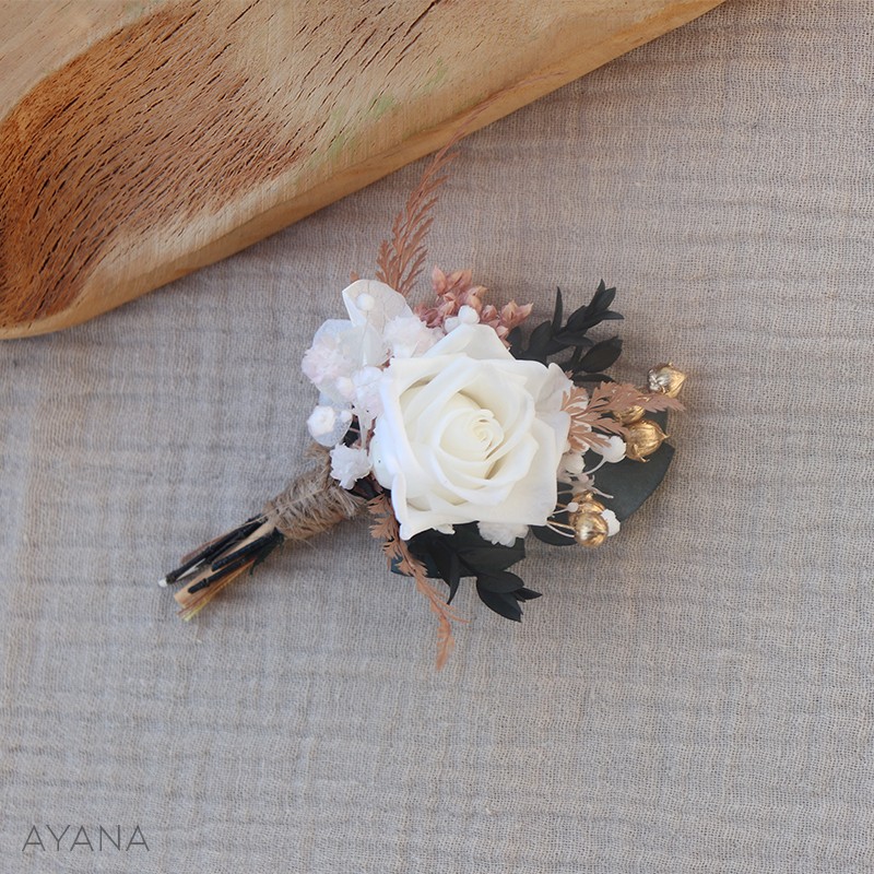 Boutonniere fleurs sechees CANDEUR