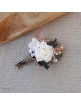 Boutonniere fleurs sechees CANDEUR