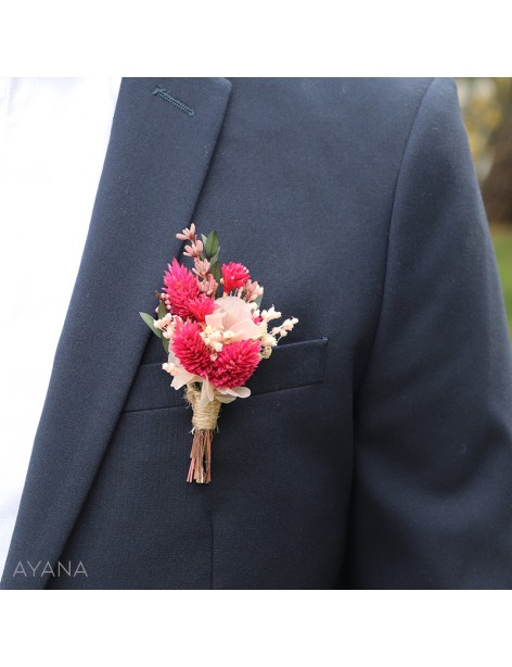 Boutonniere en fleurs sechees BISOUS