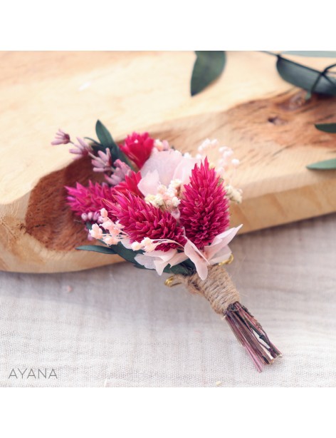 Boutonniere en fleurs stabilisées BISOUS