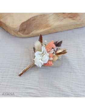 Boutonniere en fleurs sechees Paillette