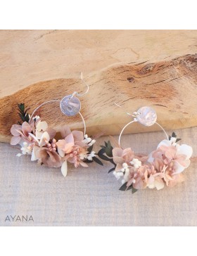 Boucles oreilles et epingles en fleurs sechees MAUREEN