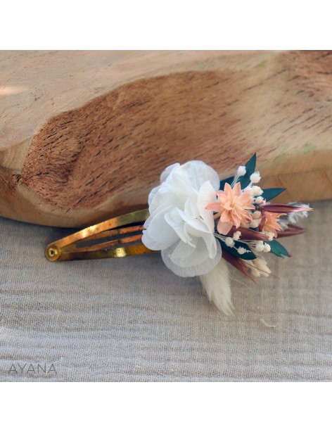 Barrette a cheveux clic clac en fleurs ROSITA