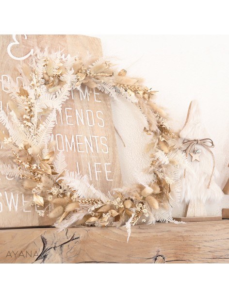 Couronne en fleurs eternelles natural white