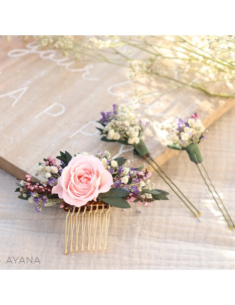 Peigne et pics en fleurs stabilisees CHERRY