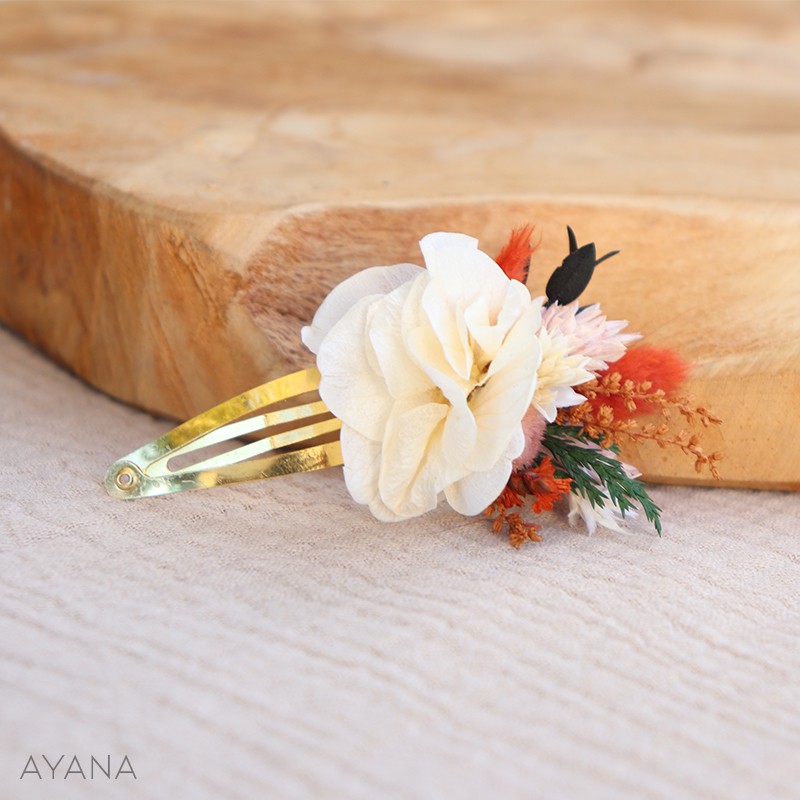 Barrette a cheveux en fleurs sechees TIFFANY