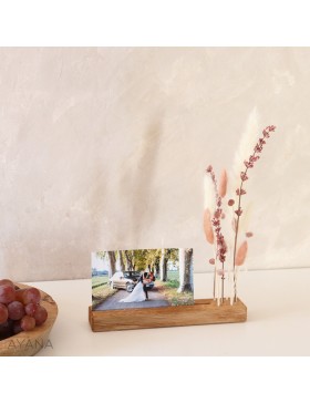 Porte photo en bois en fleurs eternelles CAMARGUE