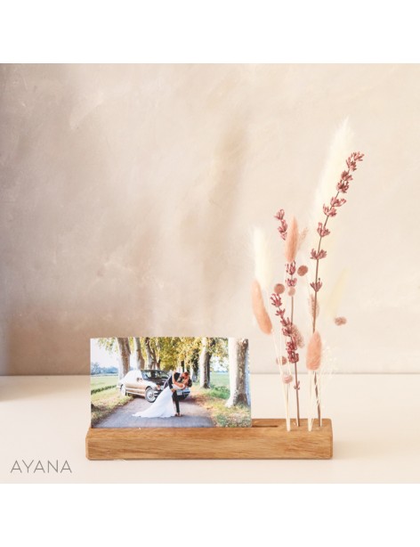 Porte photo en bois en fleurs stabilisees CAMARGUE