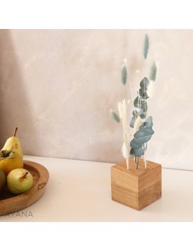 Cube en bois en fleurs stabilisees PROVENCE