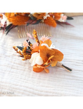 Boutonniere en fleurs sechees SOUHAIT