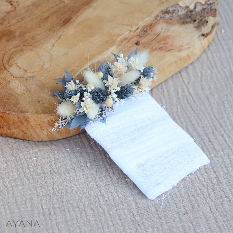 Boutonniere pochette fleurs sechees ODYSSEE