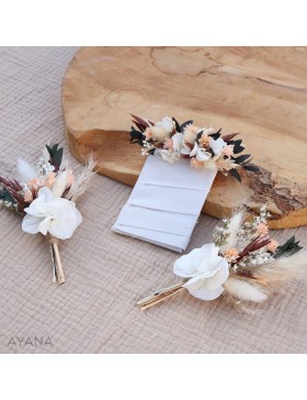 Boutonniere pochette en fleurs sechees RECONFORT