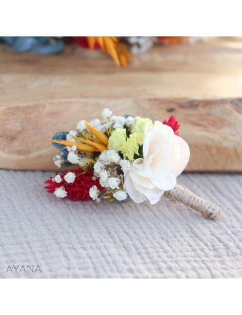 Boutonniere MINUTIE en fleurs stabilisees