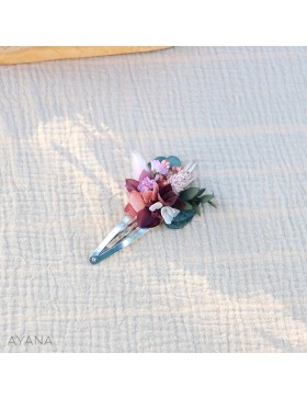Barrette clic clac fleurs stabilisees ANNA