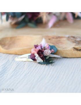 Barrette clic clac en fleurs stabilisees ANNA