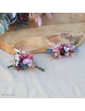Boutonniere fleurs stabilisees AMABILITE