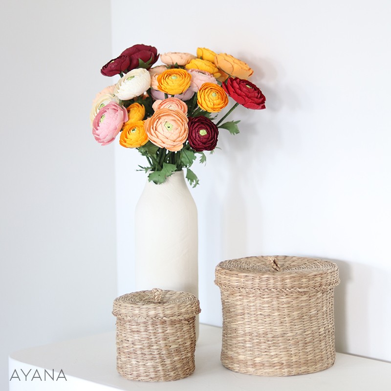 Bouquet renoncules en papier bordeaux