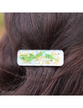 Barrette resine en fleurs sechees ELIA