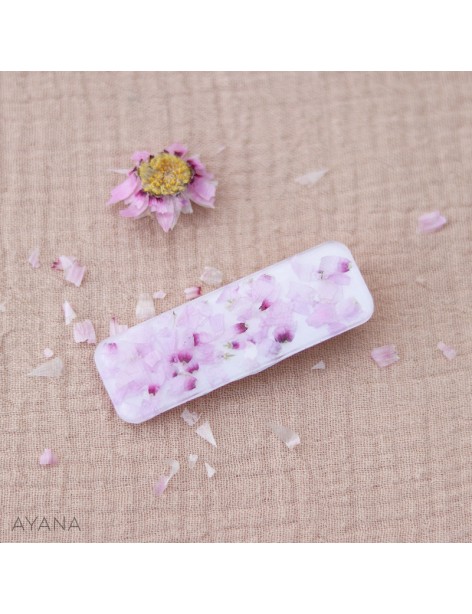 Barrette resine fleur sechee LOUNA