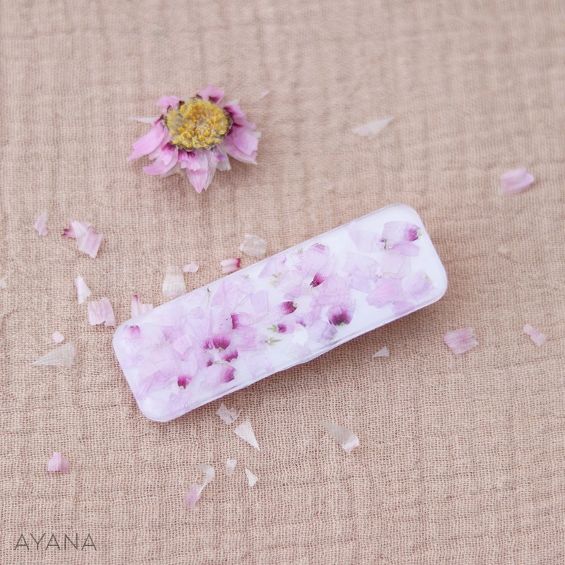 Barrette resine fleur sechee LOUNA Barrette resine fleur sechee LOUNA