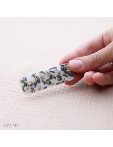 Barrette resine en fleurs sechees ALBA Barrette resine en fleurs sechees ALBA