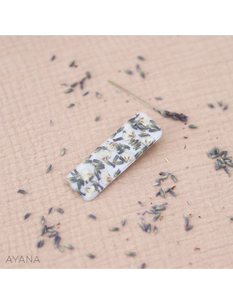 Barrette resine en fleurs sechees ALBA Barrette resine en fleurs sechees ALBA