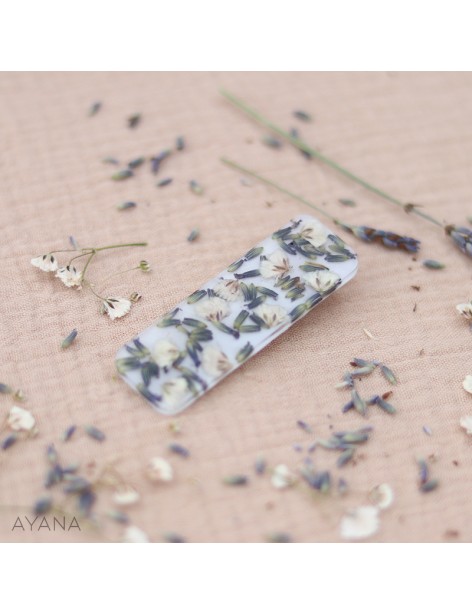 Barrette resine en fleurs sechees ALBA Barrette resine en fleurs sechees ALBA