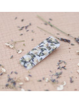 Barrette resine en fleurs sechees ALBA