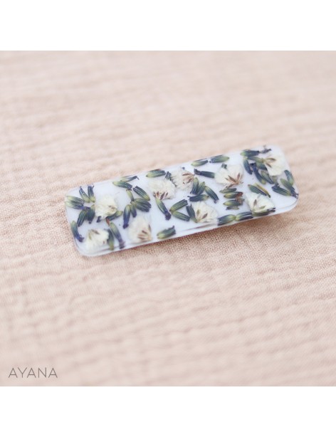 Barrette resine en fleurs sechees ALBA Barrette resine en fleurs sechees ALBA