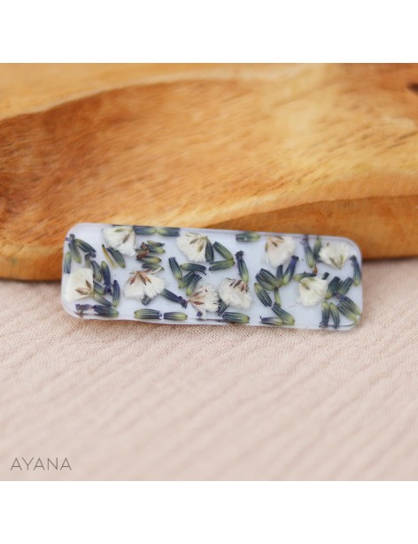 Barrette resine en fleurs sechees ALBA