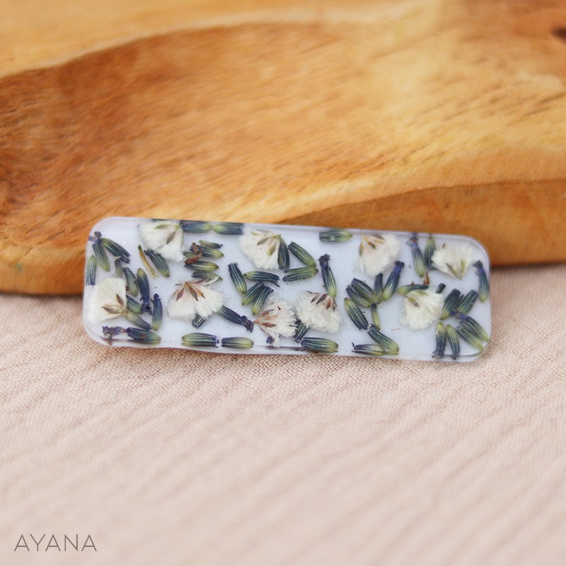 Barrette resine en fleurs sechees ALBA Barrette resine en fleurs sechees ALBA