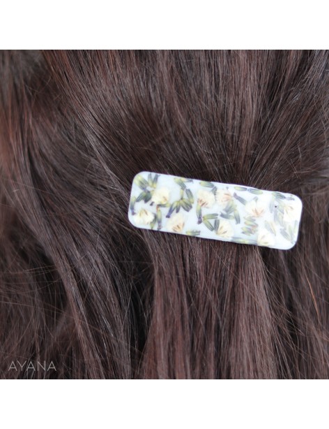 Barrette resine en fleurs sechees ALBA Barrette resine en fleurs sechees ALBA