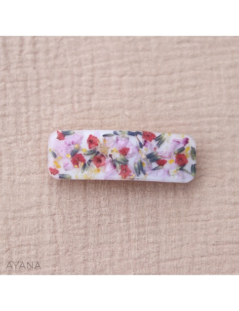Barrette en resine fleur sechee CAMERON Barrette en resine fleur sechee CAMERON