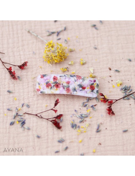 Barrette en resine fleur sechee CAMERON Barrette en resine fleur sechee CAMERON