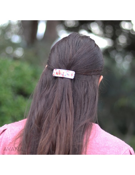 Barrette en resine fleur sechee CAMERON Barrette en resine fleur sechee CAMERON