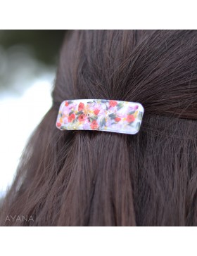Barrette en resine fleur sechee CAMERON