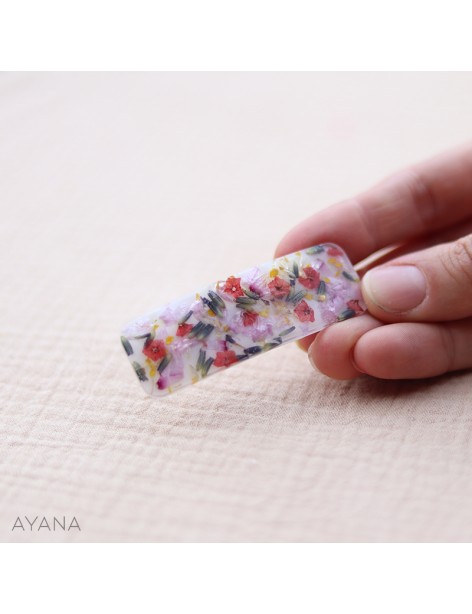 Barrette en resine fleur sechee CAMERON Barrette en resine fleur sechee CAMERON