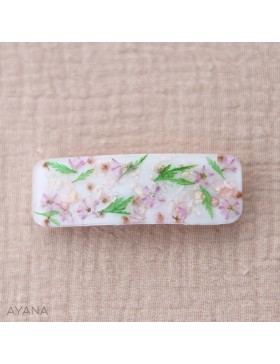 Barrette en resine epoxy fleurs stabilisees LEONIE