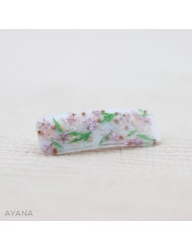 Barrette en resine epoxy fleurs stabilisees LEONIE